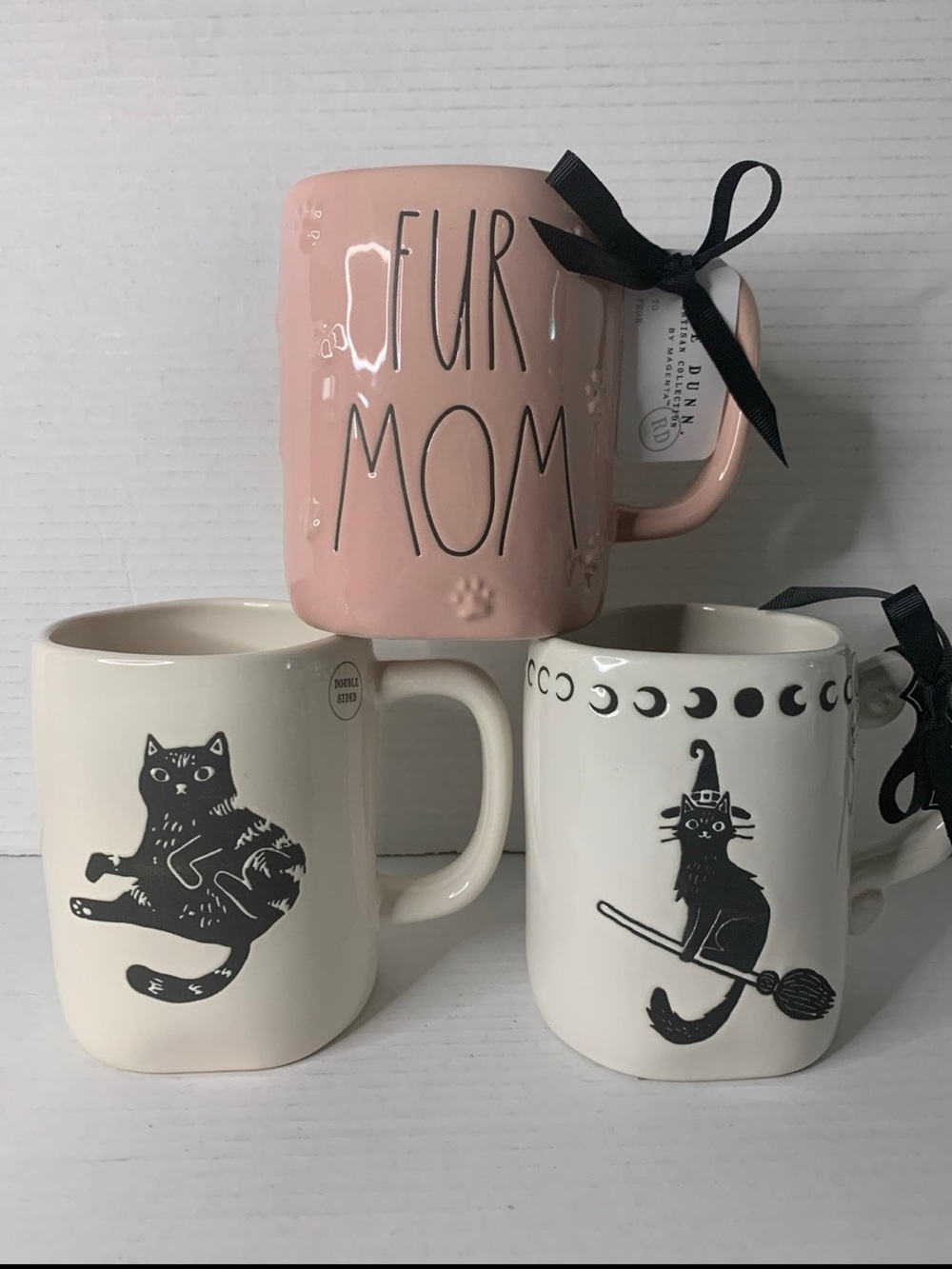 Rae Dunn Cat Mug Set Double Sided Halloween Fur Mom